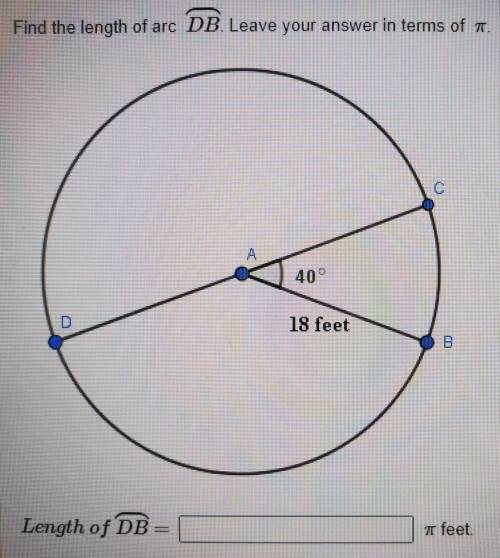 Find the length of arc DB. Leave your answer in terms of π.