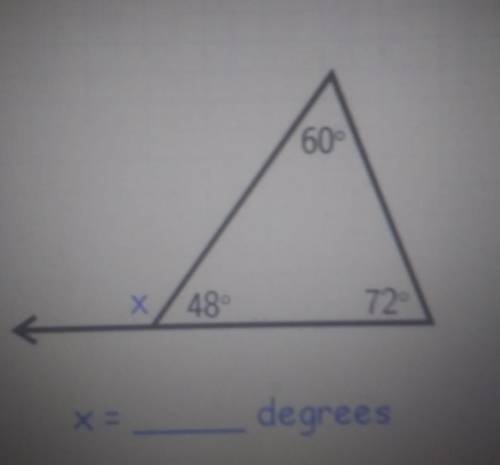 60° X48° 72° x = degrees​