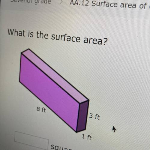 What is the surface area?
8 ft
3 ft
1 ft
square feet