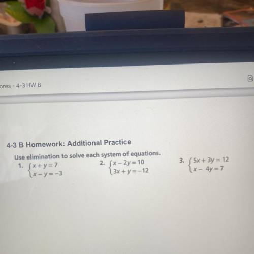 Use elimination to solve each system of equations