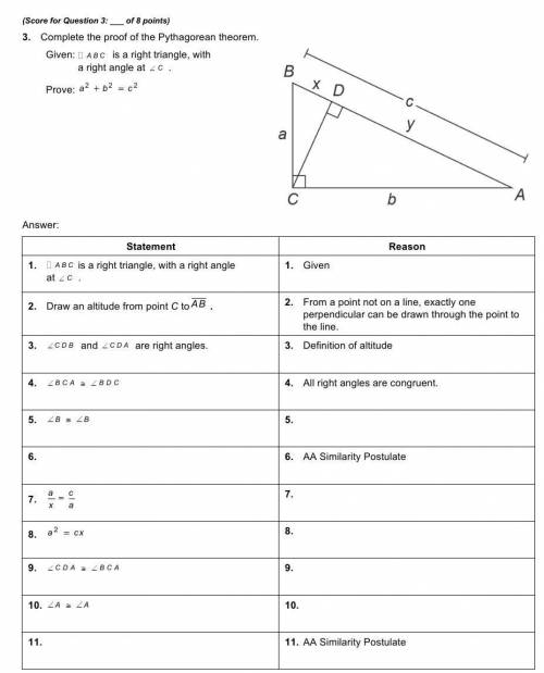 1. Complete the proof of the Pythagorean theorem.​