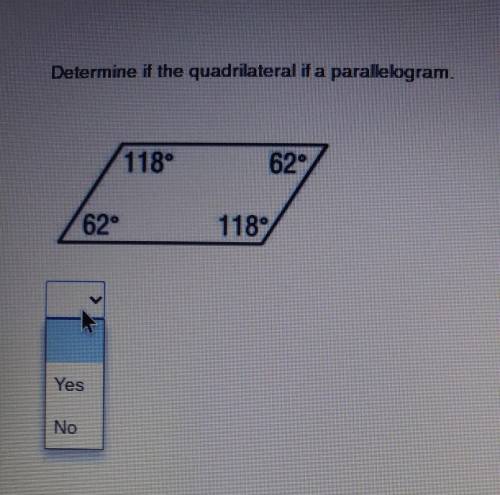Determine if the quadrilateral if a parallelogram. ​