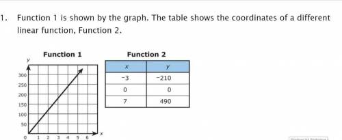 PLEASE HELP ME! 20 POINTS+BRAINLIEST.

1. function 1 is shown by the graph. the table shows the co
