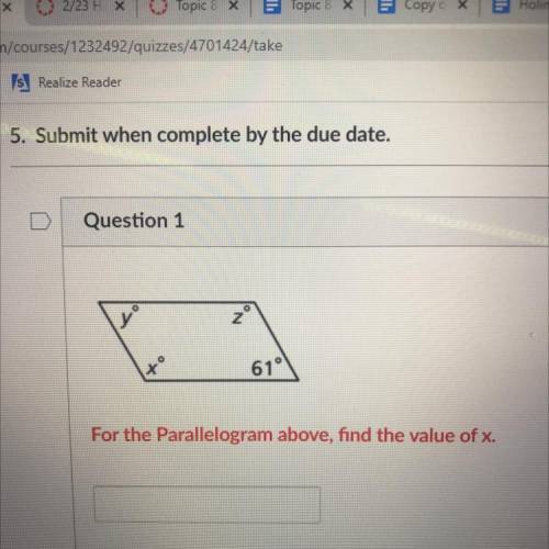 For the parallelogram find the value of x,y,and z