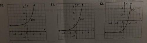 Write an equation of the exponential function g(x) whose graphs are shown￼