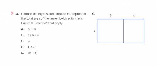 PLS HELP Choose the expressions that do not represent the total area of the larger, bold rectan
