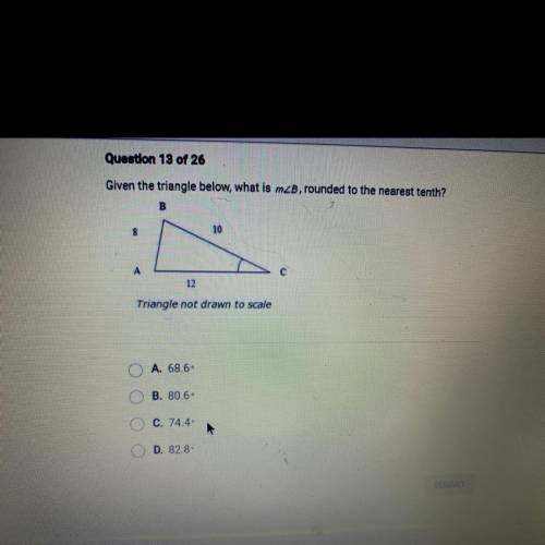 Given the triangle below, what is m