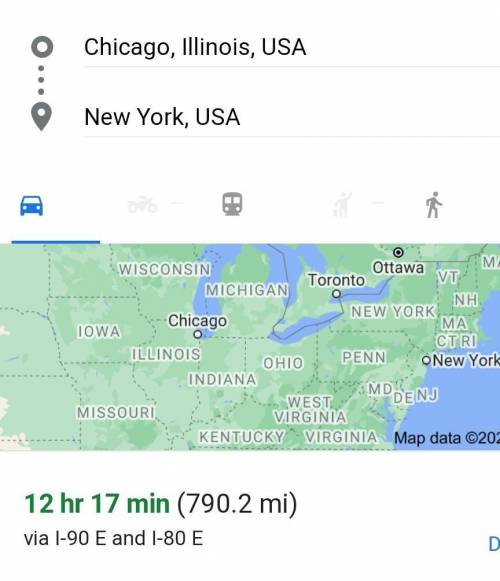 3. What was the total distance traveled from Chicago to New York City?

12 hours
780 meters
12 seco
