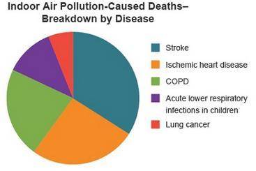 Study the graph about the negative effects of indoor air pollution.

What does the graph show abou