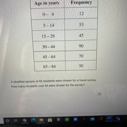 Need to work out how many people over the age of 44 were chosen for the survey