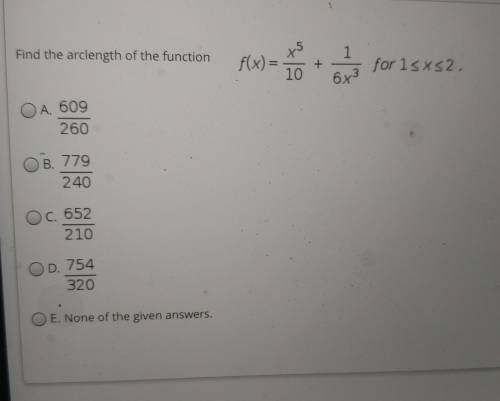 Find the arclength of the function? ​