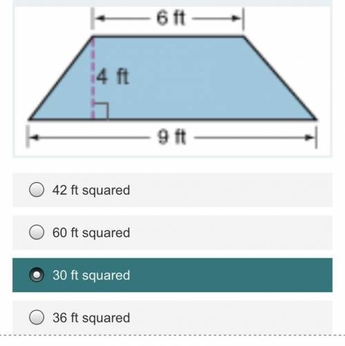 Find the area of the figure. Single choice.

42 ft squared
60 ft squared
30 ft squared
36 ft squar