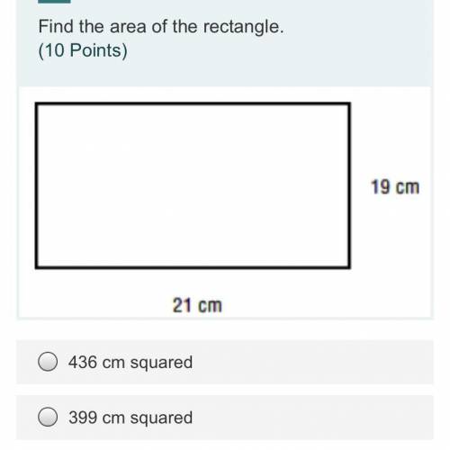 Find the area of the rectangle.. Single choice.

436 cm squared
399 cm squared
380 cm squared
417