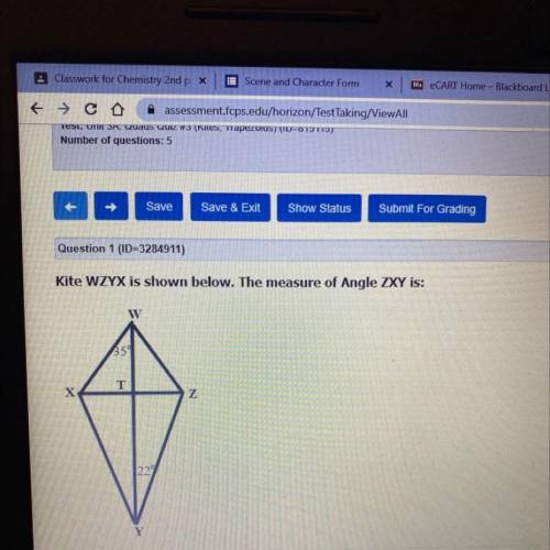 Kite WZYX is shown below. The measure of Angle ZXY is:
W
T
X
Z
229