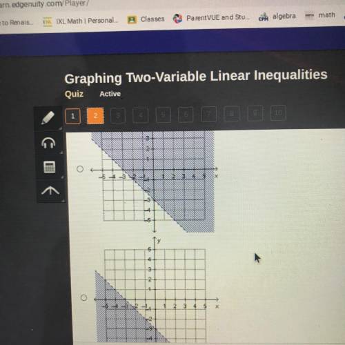 Which is the graph of the linear equation Y is greater than or equal to negative X -3