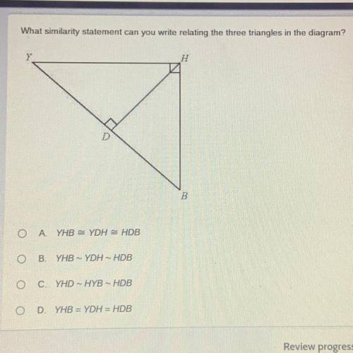GEOMETRY HW: What similarity statement can you write relating the three triangles in the diagram?