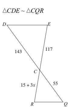 The triangles are similar. Solve for x. *