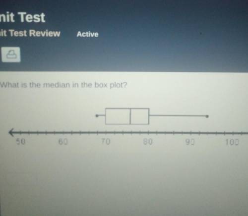 What is the median in the box plot ? 50 60 70 80 90 100​
