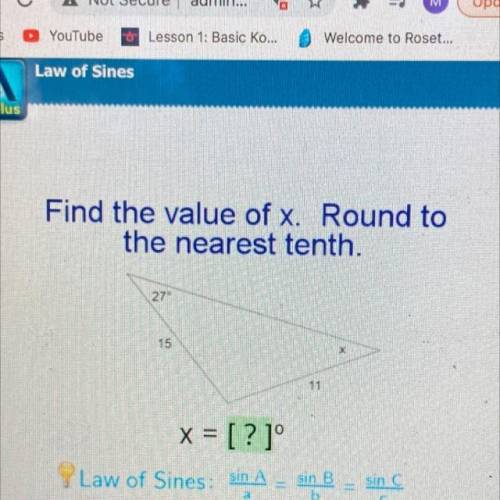 Please help me answer this question :)
Find the value of x. Round to the nearest tenth.