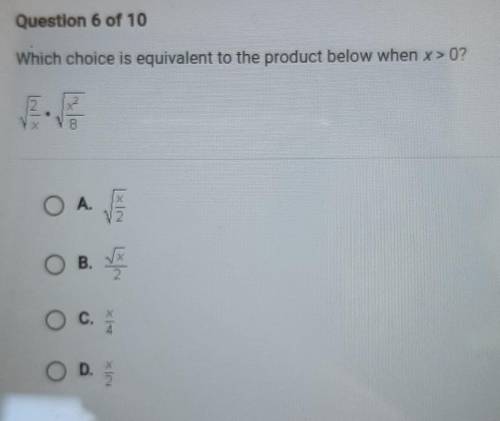 Which choice is equivalent to the product below when x > 0? ​