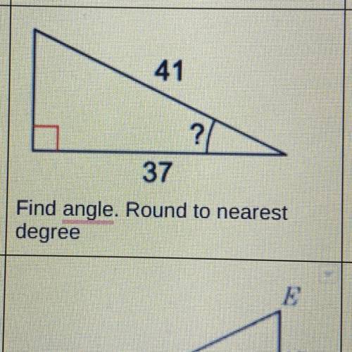 Find angle. Round to nearest degree. Step by step explanation.