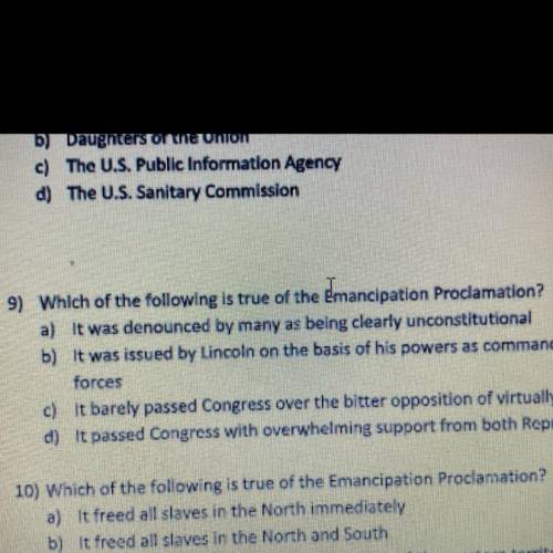 Which of the following is true of the emancipation proclamation?