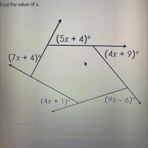 Find the value of x need help ASAP