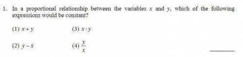 please helppp In a proportional relationship between the variables x and y, which of the fol