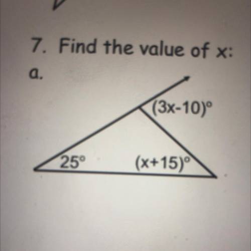 Help me to find the value of x please