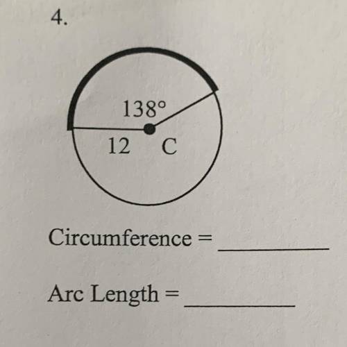138°
12 C
Circumference
Arc Length