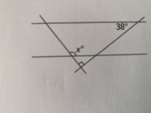 In the diagram below, the horizontal lines are parallel. Find the value of x