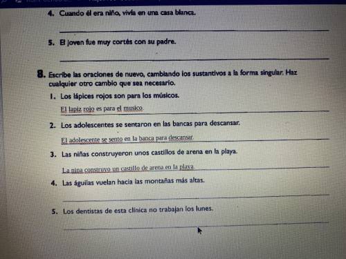 Can Someone pls help me ( For Spanish Class) Basically rewrite the sentence in the correct way ( fo