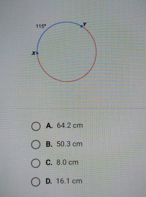 The radius of the circle shown below is 8 centimeters. What is the approximate length of XY?

O A.
