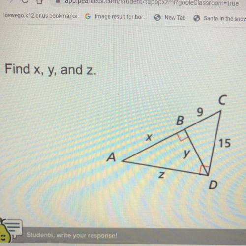 Find x, y, and z.
С
9
B
X
15
A
у
N
D