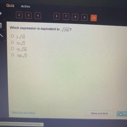 Which expression is equivalent to /200?
O 2/10
O 10/2
O 10/20
O 100/2