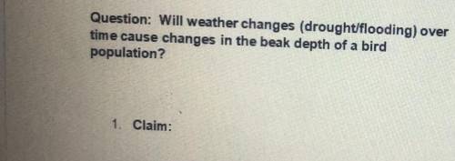 Question: Will weather changes (drought/flooding) over

time cause changes in the beak depth of a