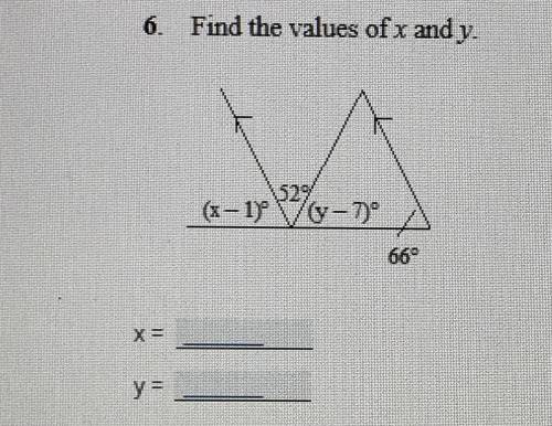 Please Help, will give Brainliest 
Find the values of x and y