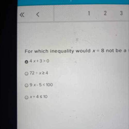 For which inequality would x = 8 not be a solution?