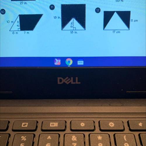 I need help with these three geometry problems of finding the area of a triangle or trapezoid and I