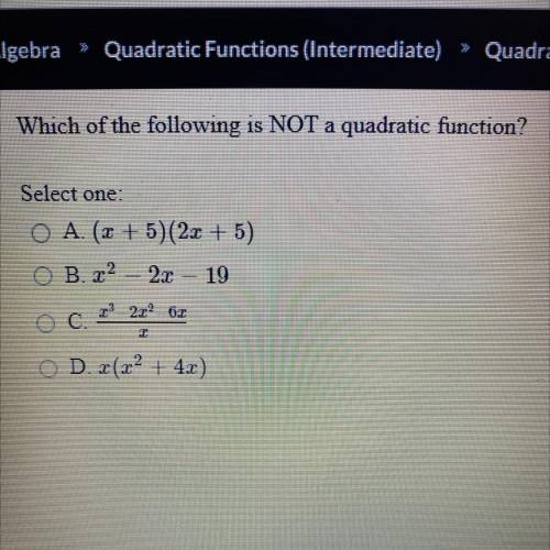 Which of the following is not a quadratic function