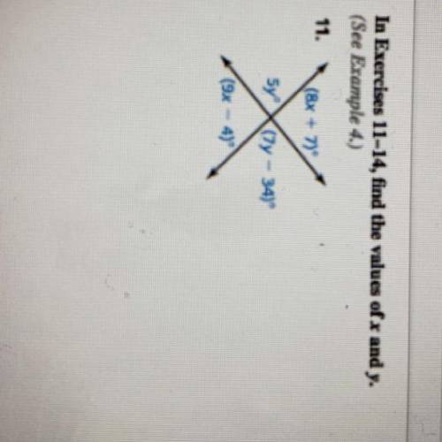 Ln exercises 11-14 find the values of x and y. Explain