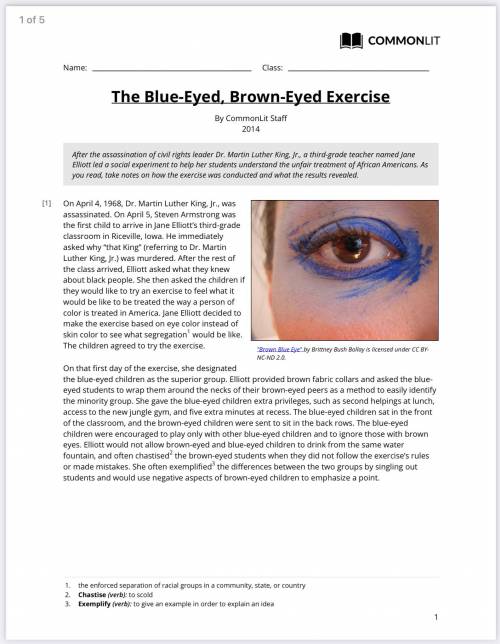 In the story THE BLUE-EYED, BROWN-EYED EXERCISE What did the students most likely learn from the ex