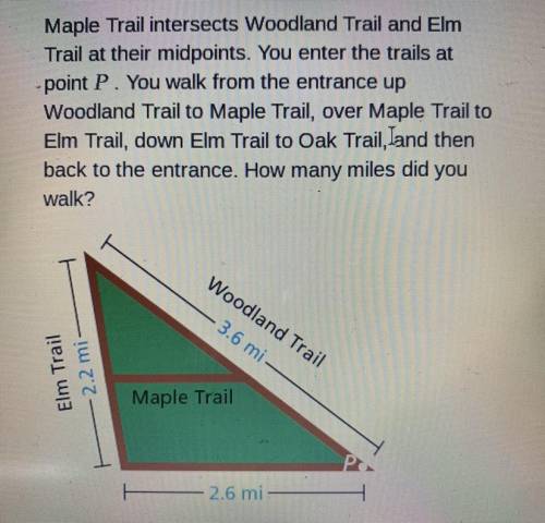 Maple trail intersects woodland trail and Elm trail at their midpoints. You enter the trails at poi