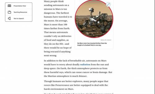 Based on the “no” argument, what dangers would astronauts face on Mars? Please help me its due supe