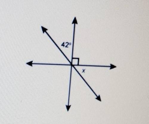What is the measure of angle x? Enter your answer in the box. x=​