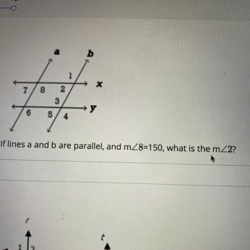 If lines a and b are parallel, and m<8=150, what is the m<2