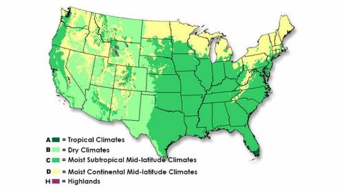 How many of the five climate types can be found in the US?

A one
B. two
C. four
D. five
Please sel