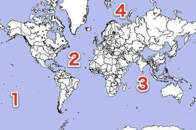 Canada is bordered to the west by the Pacific Ocean, which is shown by the number