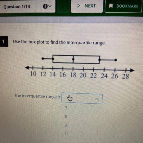 Use the box plot to find the interquile range
