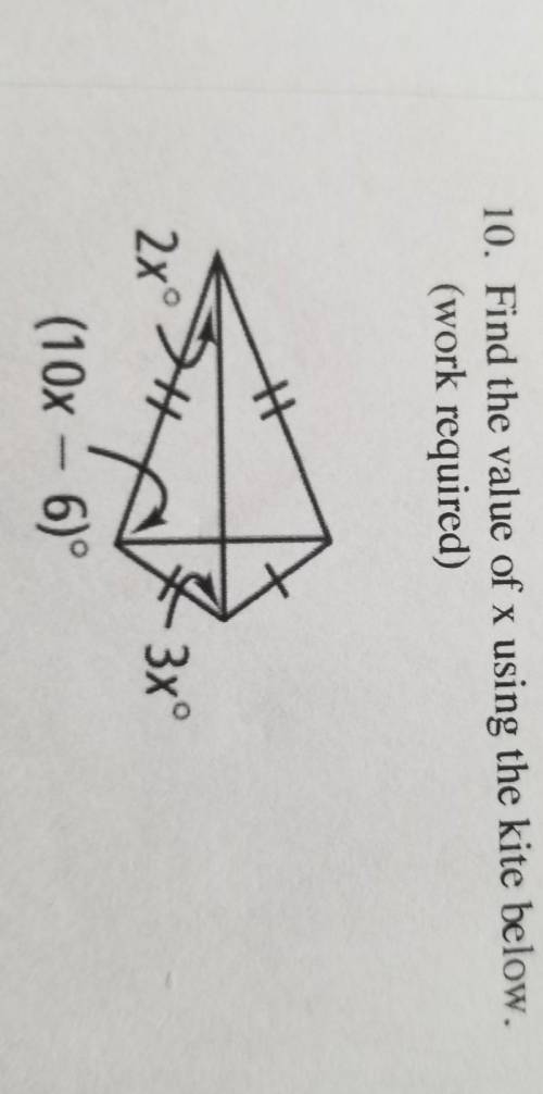 Find the value of x using the kite below (work required)​